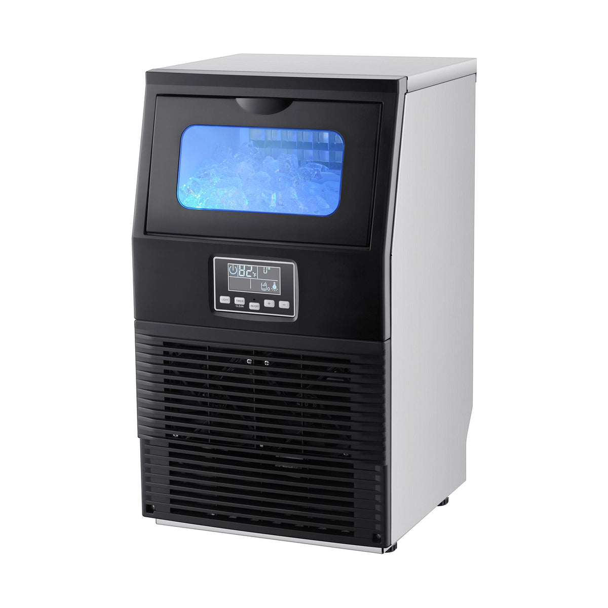 Commercial Ice Maker Machine, 80 lbs/24h with 12Lbs Storage, 32 Cubes per Cycle, Stainless Steel Freestanding & Countertop Ice Maker with LED Display & Self-Cleaning, for Home Bar Restaurant