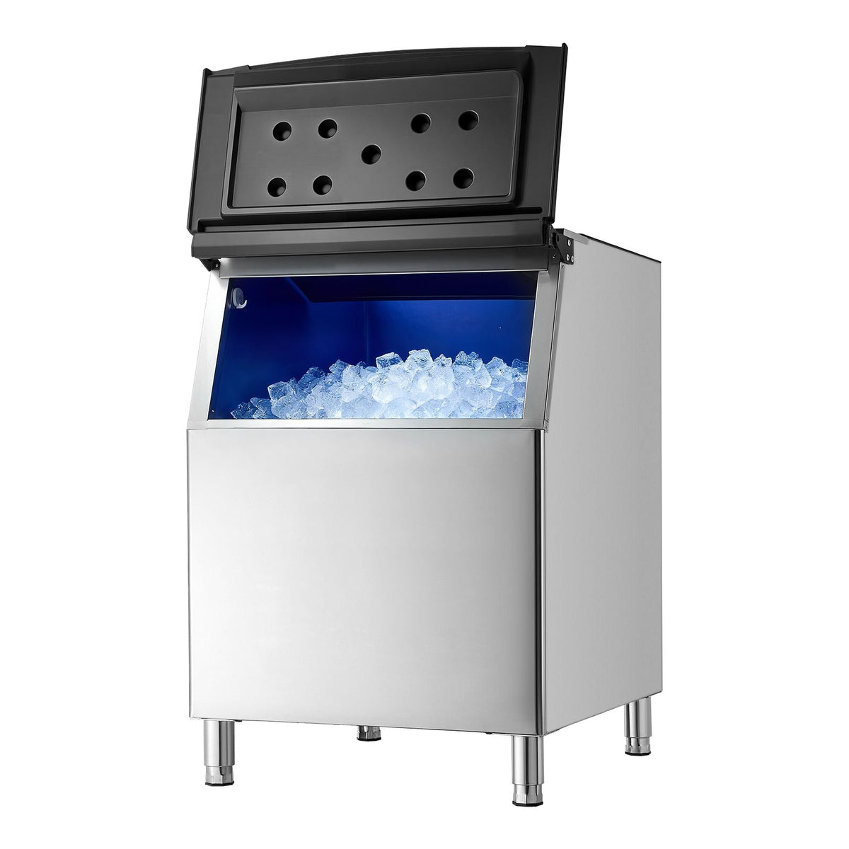 Commercial Ice Maker Storage Bin, 500 LBS Capacity Ice-Bin, Stainless Steel Commercial Ice Storage Bin with Adjustable Anti-slip Rubber Feet, Suitable for Restaurant Hotel and Beverage Shops