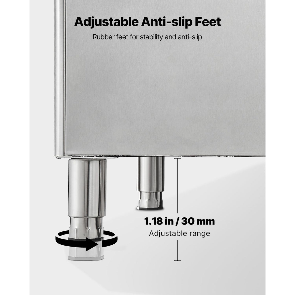 Commercial Ice Maker Storage Bin, 500 LBS Capacity Ice-Bin, Stainless Steel Commercial Ice Storage Bin with Adjustable Anti-slip Rubber Feet, Suitable for Restaurant Hotel and Beverage Shops