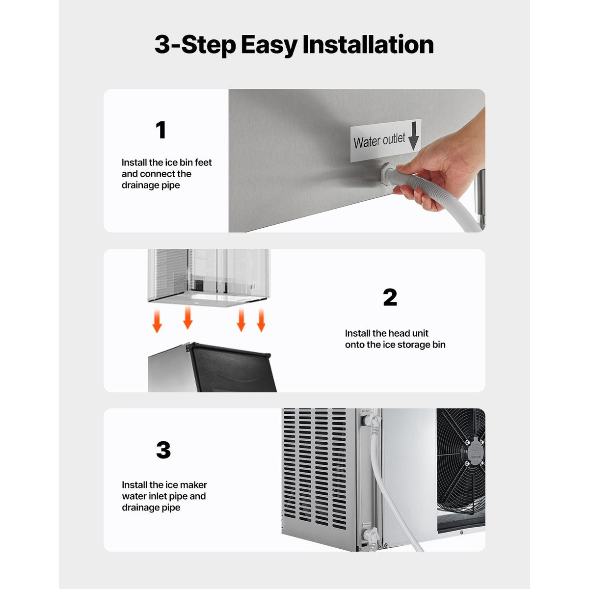 Commercial Ice Maker Storage Bin, 500 LBS Capacity Ice-Bin, Stainless Steel Commercial Ice Storage Bin with Adjustable Anti-slip Rubber Feet, Suitable for Restaurant Hotel and Beverage Shops