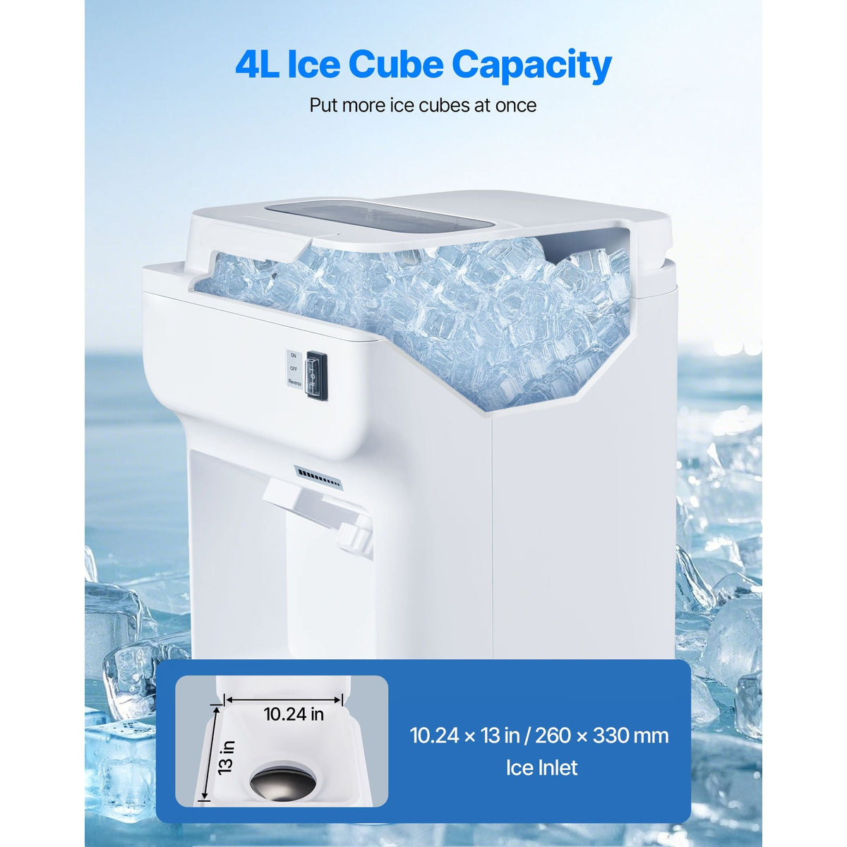 Commercial Ice Shaver Crusher, 220lbs Per Hour Electric Snow Cone Maker with 4L Ice Cube Box, 350W 1500RPM Tabletop Shaved Ice Machine for Parties Events Bar, Home and Commercial Use (White)