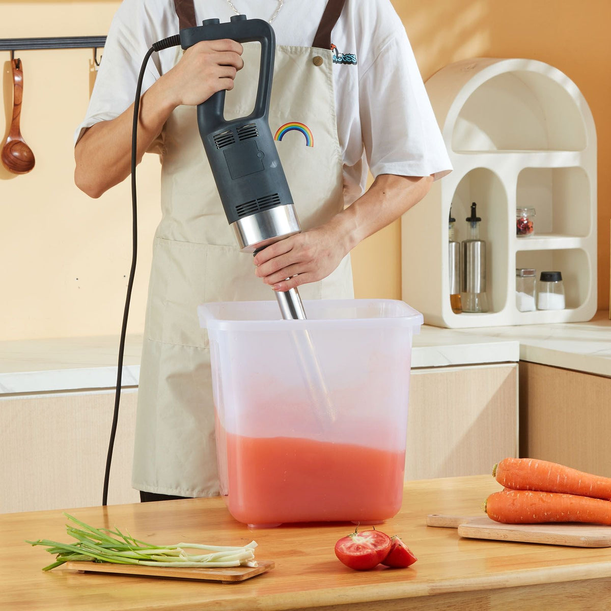 Commercial Immersion Blender, 750W 16" Heavy Duty Hand Mixer, Variable Speed Kitchen Stick Mixer with 304 Stainless Steel Blade, Multi-Purpose Portable Mixer for Soup, Smoothie, Puree, Baby Food