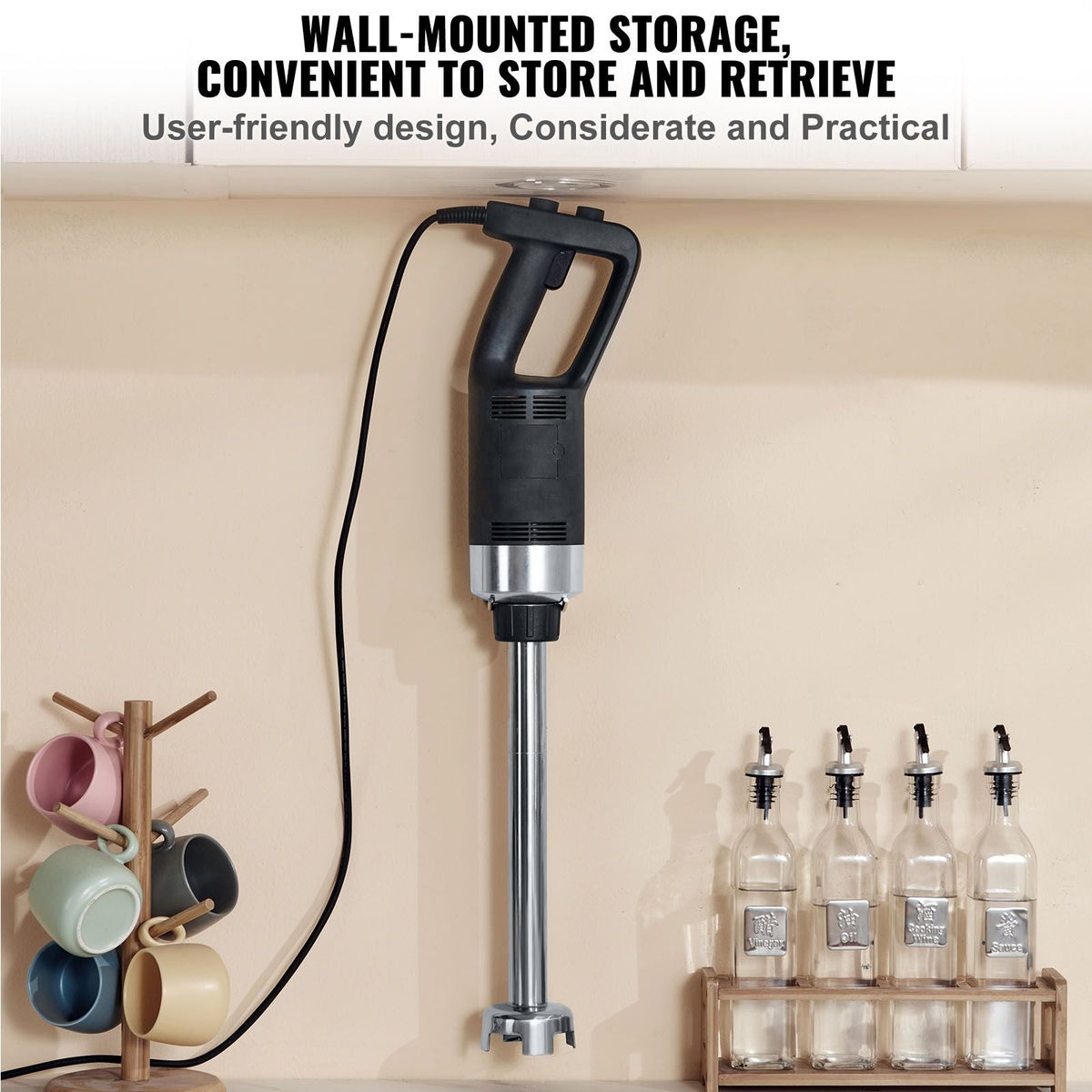 Commercial Immersion Blender, 750W 16" Heavy Duty Hand Mixer, Variable Speed Kitchen Stick Mixer with 304 Stainless Steel Blade, Multi-Purpose Portable Mixer for Soup, Smoothie, Puree, Baby Food