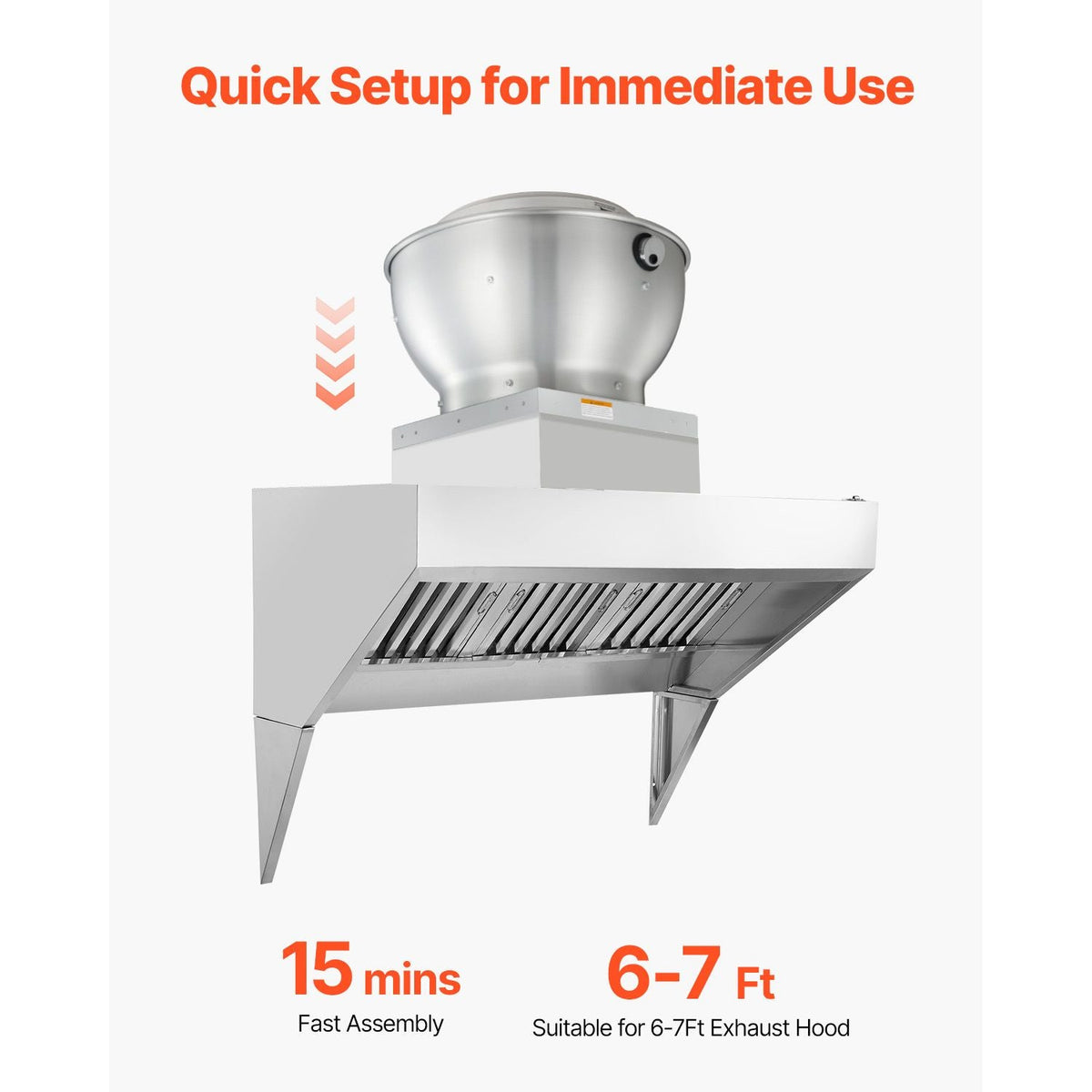 Commercial Kitchen Exhaust Fan, 1616 CFM Restaurant Canopy Hood Exhaust Fan, 0.5HP 375W Direct Drive Food Truck Hood Vent, High Speed & Low Noise, for Warehouse, Agriculture