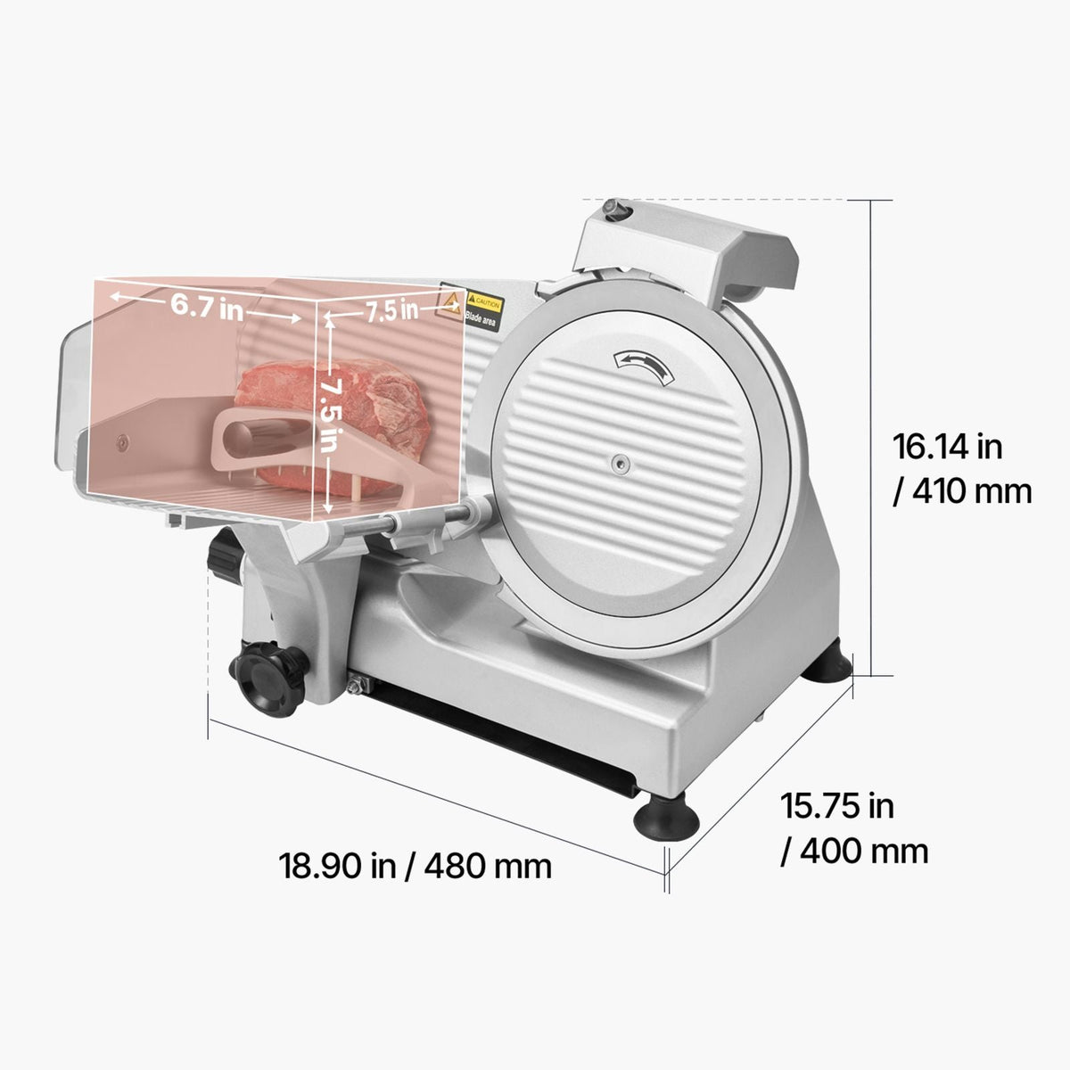 Commercial Meat Slicer, 10 inch Electric Deli Slicer Machine, 320W Food-Slicer with SUS420 Blade, 0-0.4 inch Adjustable Thickness, for Frozen Meat, Ham, Baguett, Steak