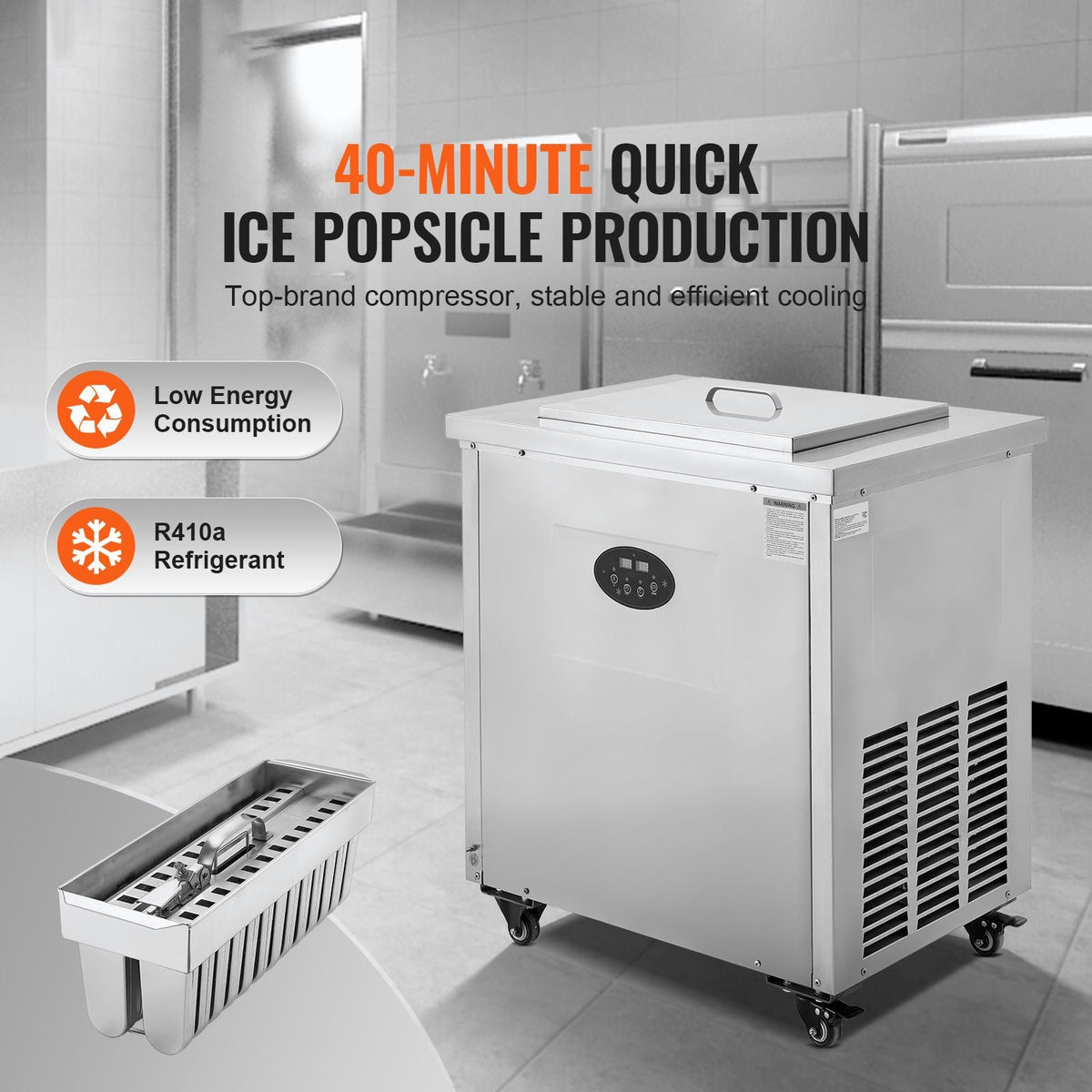 Commercial Popsicle Machine, 2 Mould Set - 52 PCS Ice Pops Making Machine, Stainless Steel Commercial Ice Lolly Maker, Ice Sticks Popsicle Machine for Bar, Cafes, Milktea Store (26PCS / Mould Se