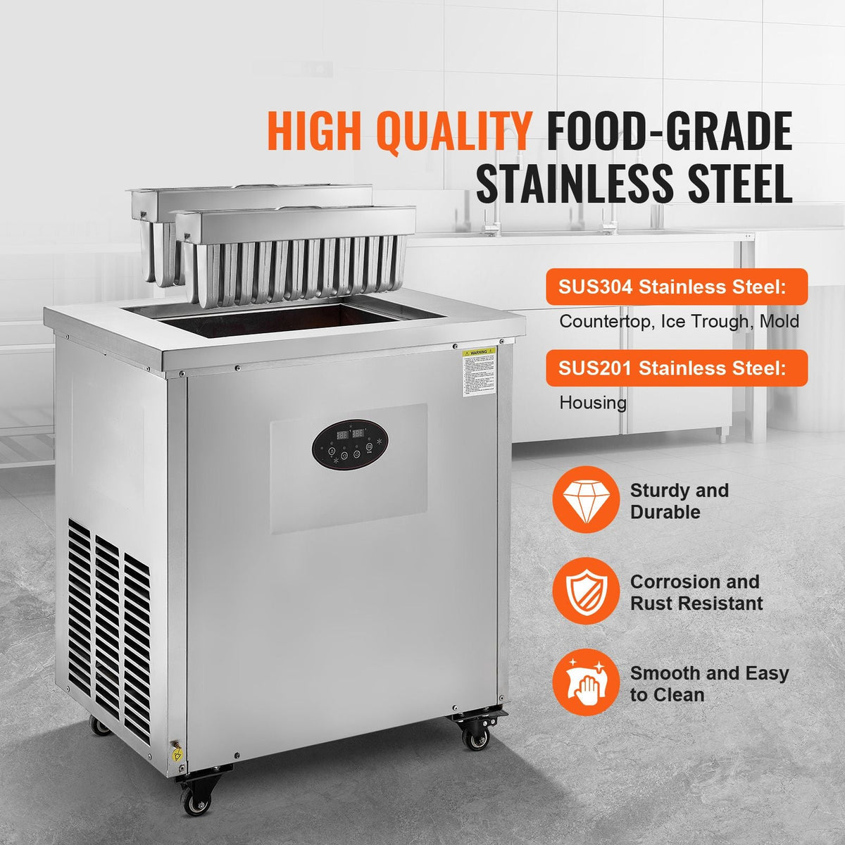 Commercial Popsicle Machine, 2 Mould Set - 52 PCS Ice Pops Making Machine, Stainless Steel Commercial Ice Lolly Maker, Ice Sticks Popsicle Machine for Bar, Cafes, Milktea Store (26PCS / Mould Se