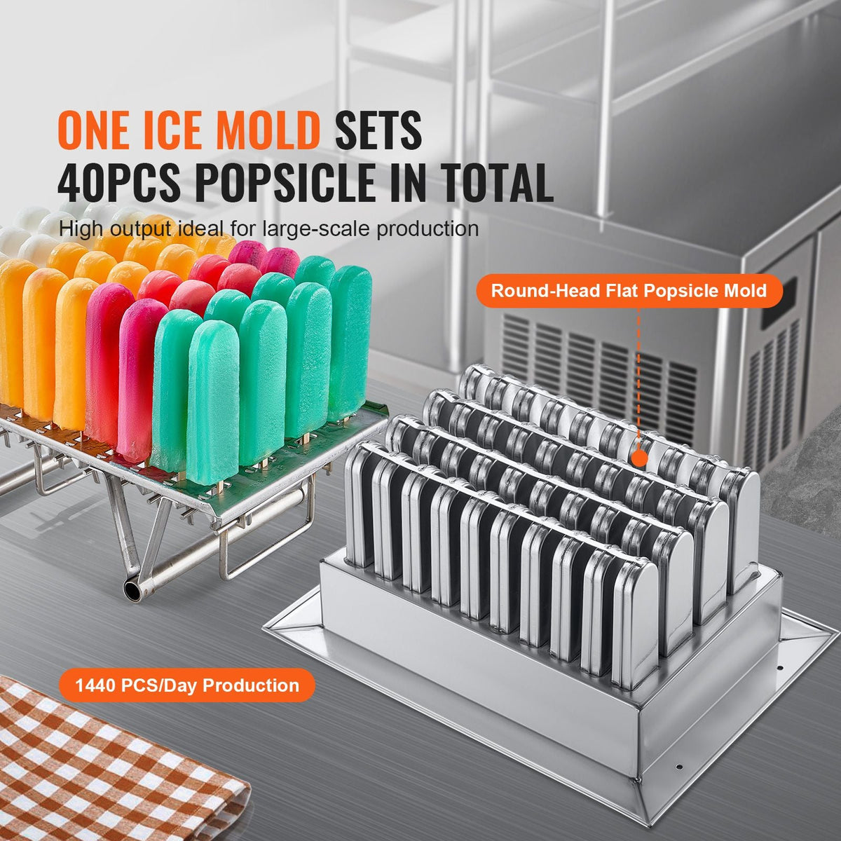 Commercial Popsicle Machine, Single Mould Set - 40 PCS Ice Pops Making Machine, Stainless Steel Commercial Ice Lolly Maker, Ice Sticks Popsicle Machine for Bar, Cafes, Milktea Stores