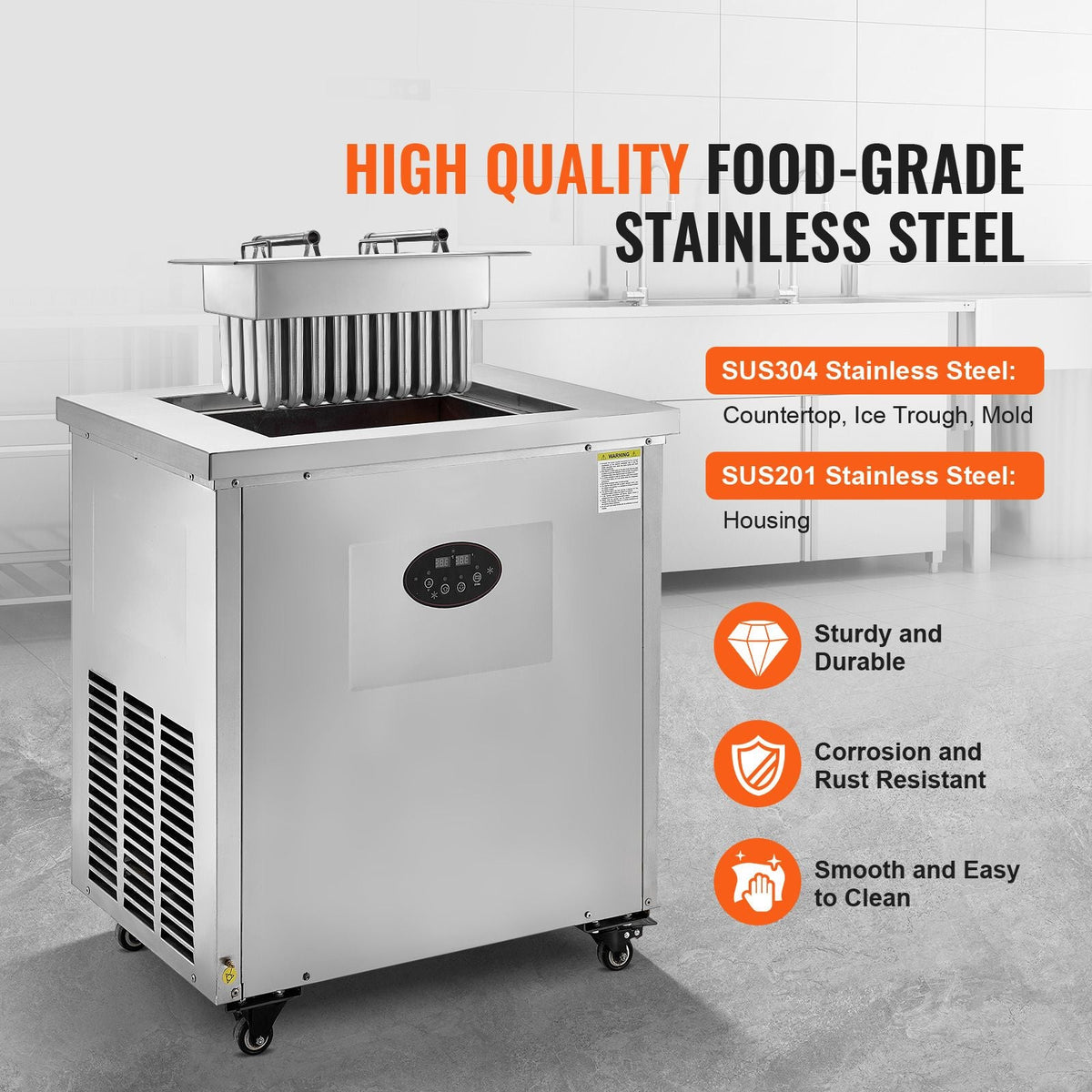 Commercial Popsicle Machine, Single Mould Set - 40 PCS Ice Pops Making Machine, Stainless Steel Commercial Ice Lolly Maker, Ice Sticks Popsicle Machine for Bar, Cafes, Milktea Stores