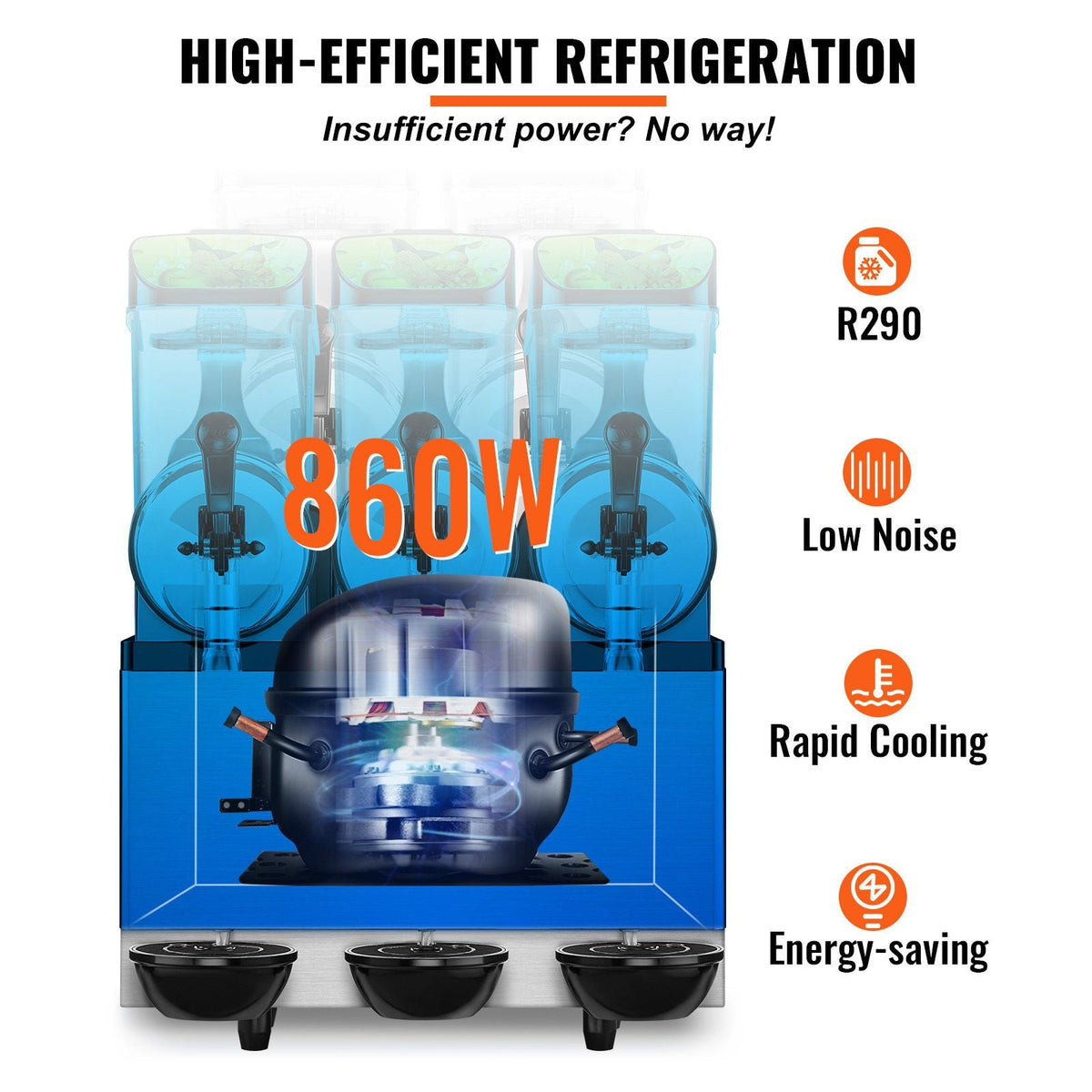 Commercial Slushy Machine, 36L/9.6Gal Stainless Steel Margarita Smoothie Frozen Drink Maker, 150 Cup Triple Bowl Slushie Maker, 860W Slushie Machine for Home Party Restaurants Cafe Bars Use