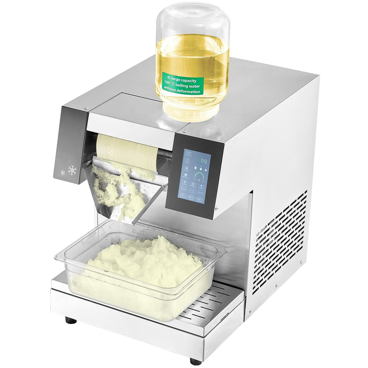 Commercial Snowflake Ice Machine, 573LBS/24H Snowflake Ice Maker, Stainless Steel Ice Shaver Machine, Electric Snow Cone Maker, Air Cooling System for Rapid Heat Dissipation, for Bakery, Cafe