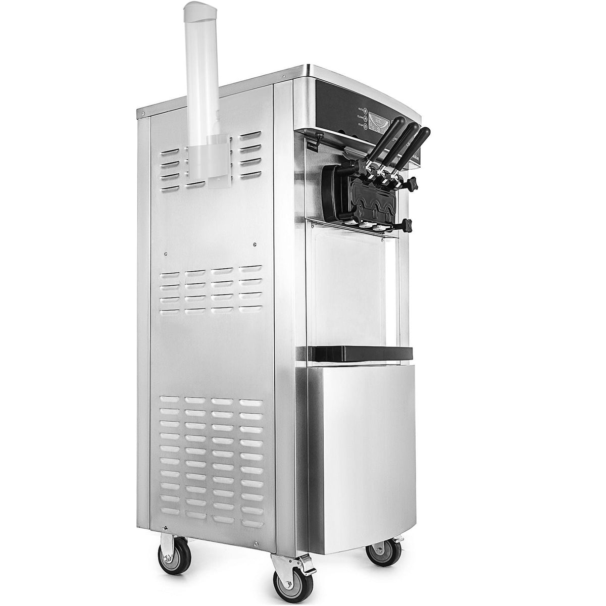 Commercial Soft Ice Cream Machine, 2200W Serve Yogurt Maker, 3 Flavors Ice Cream Maker, 5.3 to 7.4 Gallons per Hour Auto Clean LCD Panel for Restaurants Snack Bars, Stainless Steel