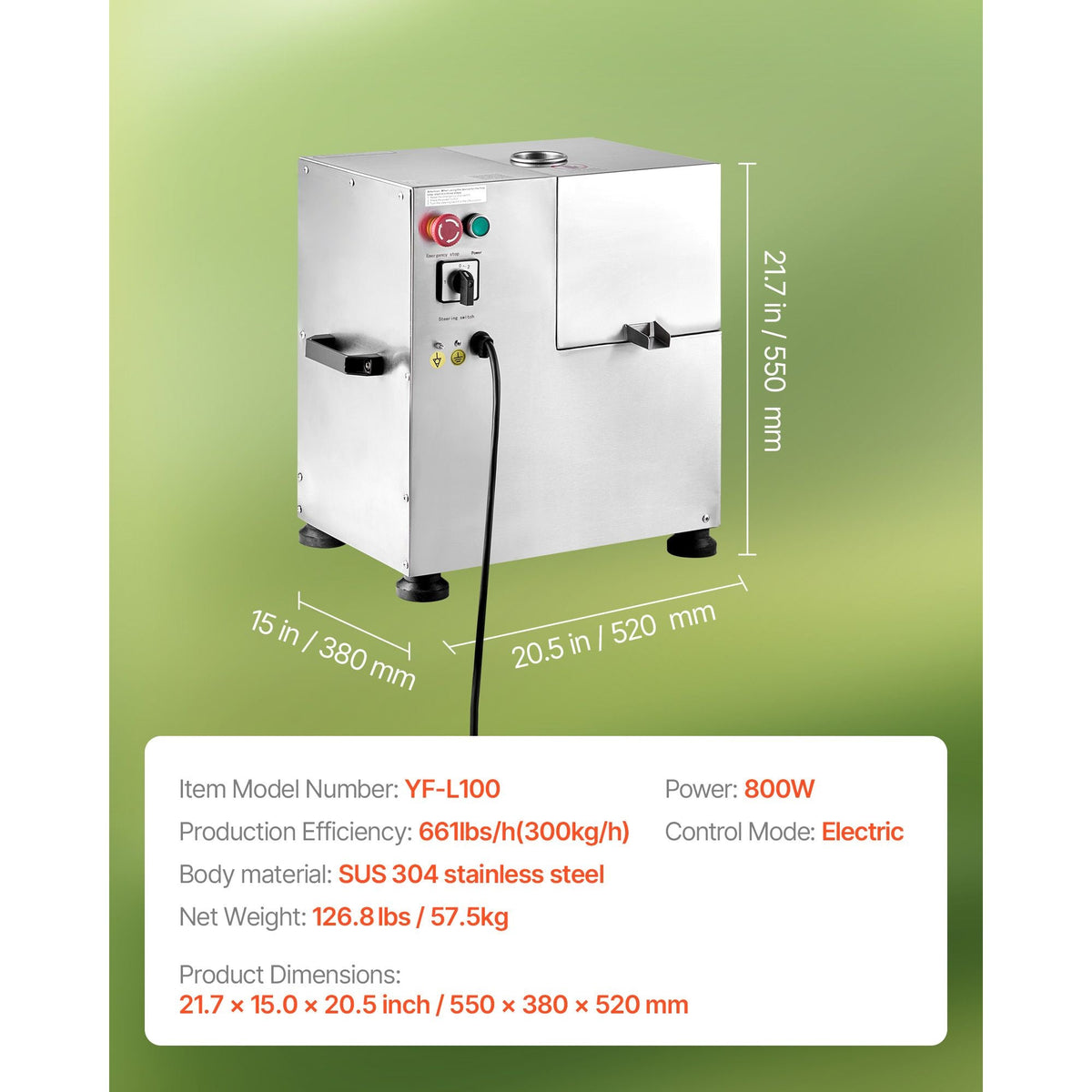 Commercial Sugar Cane Juicer, 800W Electric Sugarcane Juicer Machine with 661LBS/H High Output, 4 Stainless Steel Rollers, Sugar Cane Press Juice Extractor Squeezer for Home/Commercial Use