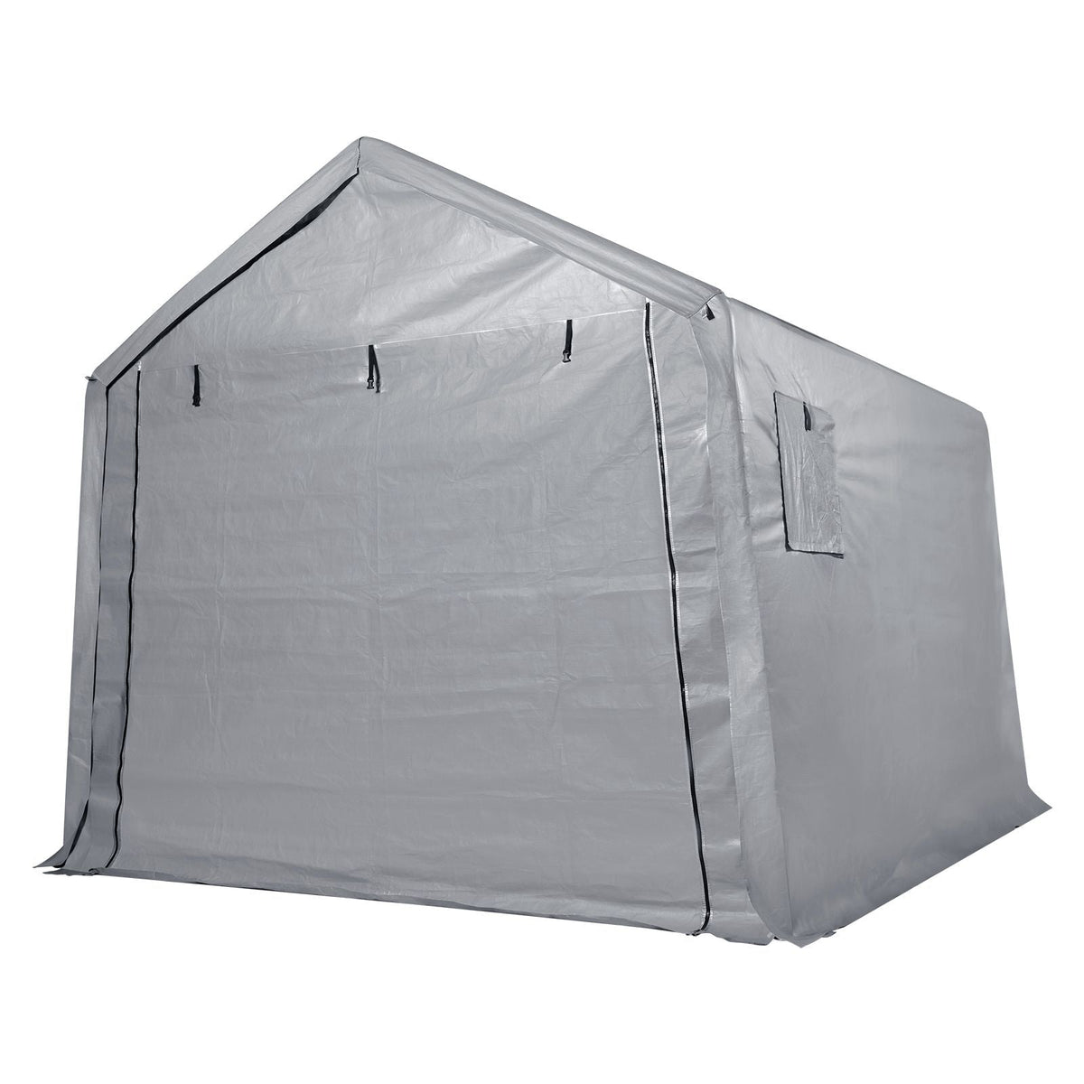 Compact Outdoor Shelter, 10x10x8.5 ft Durable Season-Long Storage Tent with Easy Access Zip Door and Airy Windows for Bikes, Motorcycles, and Garden Equipment