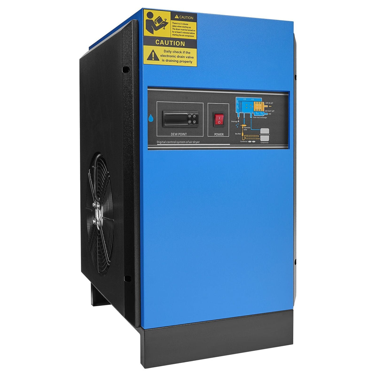 Compressed Air Dryer, 125CFM Refrigerated Air Dryer, 110-120V Industrial Refrigerated Air-Drying System for 20HP, 25HP & 30HP Compressors - with Color Screen Control Panel and Automatic Drainage