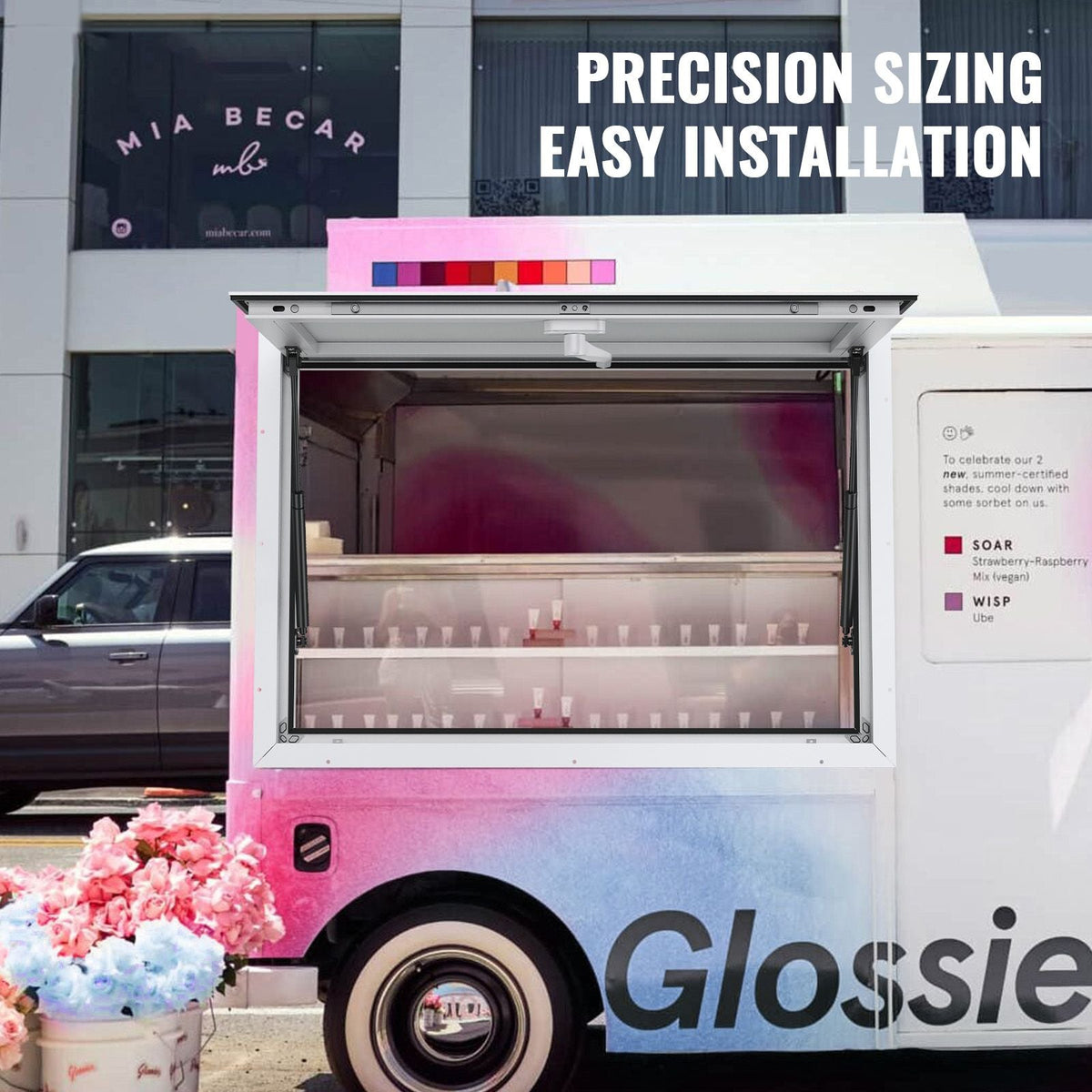 Concession Window for Food Truck, 36"x36" Aluminum Alloy Food Truck Service Window, Up to 85 Degrees Stand Serving Window with Awning Door & Drag Hook, for Food Trucks Concession Trailers