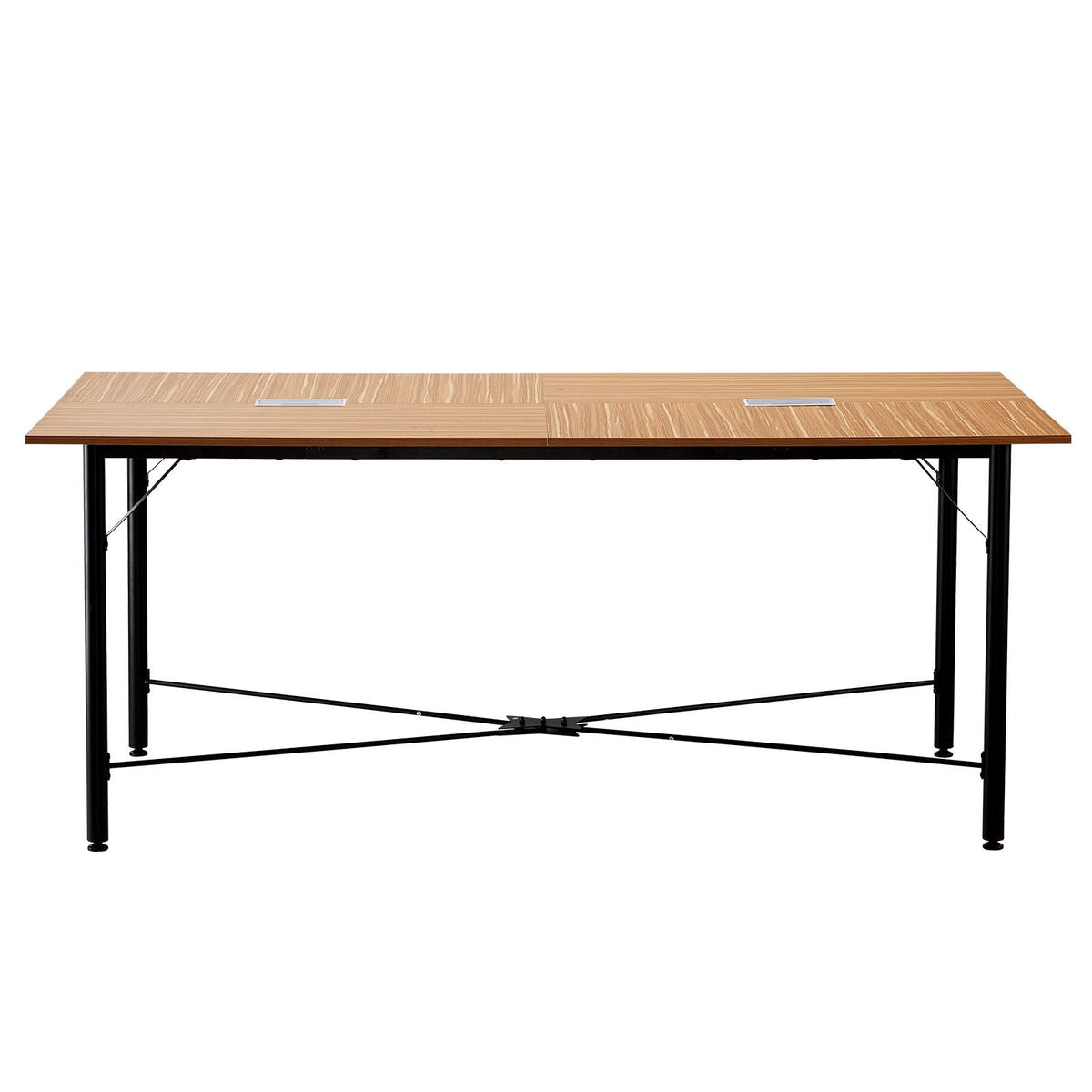 Conference Table, 6 ft Office Meeting Table for 6-8 Person, Modern Rectangle Seminar Desk with Metal Legs, Meeting Desk Ideal for Office, Boardroom, Conference Room, Easy Assembly, Brown