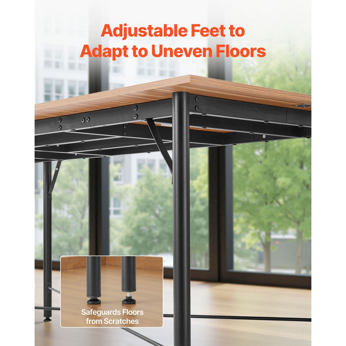Conference Table, 6 ft Office Meeting Table for 6-8 Person, Modern Rectangle Seminar Desk with Metal Legs, Meeting Desk Ideal for Office, Boardroom, Conference Room, Easy Assembly, Brown