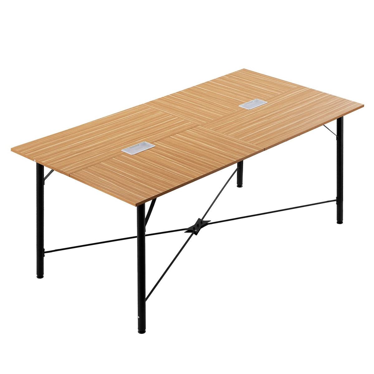 Conference Table, 6 ft Office Meeting Table for 6-8 Person, Modern Rectangle Seminar Desk with Metal Legs, Meeting Desk Ideal for Office, Boardroom, Conference Room, Easy Assembly, Brown