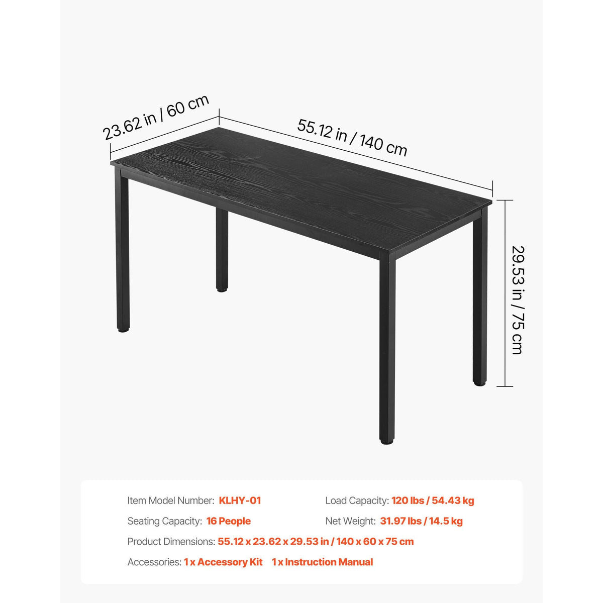 Conference Table, Set of 6, 4.5 ft Office Meeting Table for 16 Person, Flexible Combination Desk Set, Modern Rectangle Meeting Desk with Metal Legs for Office, Conference Room, Easy Assembly