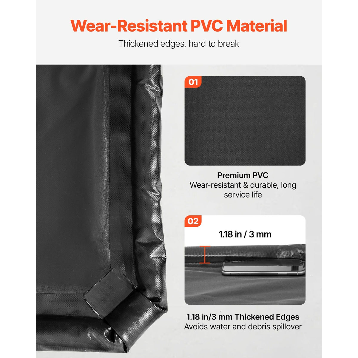 Containment Mat, 7 ft 9 in x 18 ft, Non-Slip PVC Garage Floor Mat with a Cleaning Squeegee, Heavy Duty Durable Waterproof Containment Protection from Snow, Rain and Mud for Cars Parking, Black