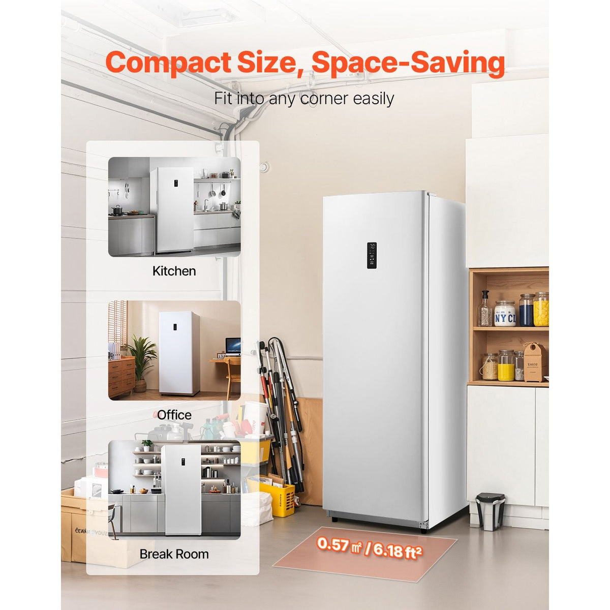 Convertible Freezer/Refrigerator, 17 Cu.Ft Frost Free Upright Freezer with Temp Control Panel, Door Open too Long Alarm, Adjustable Shelves and LED, Standing Fridge for Kitchen, Office, Garage