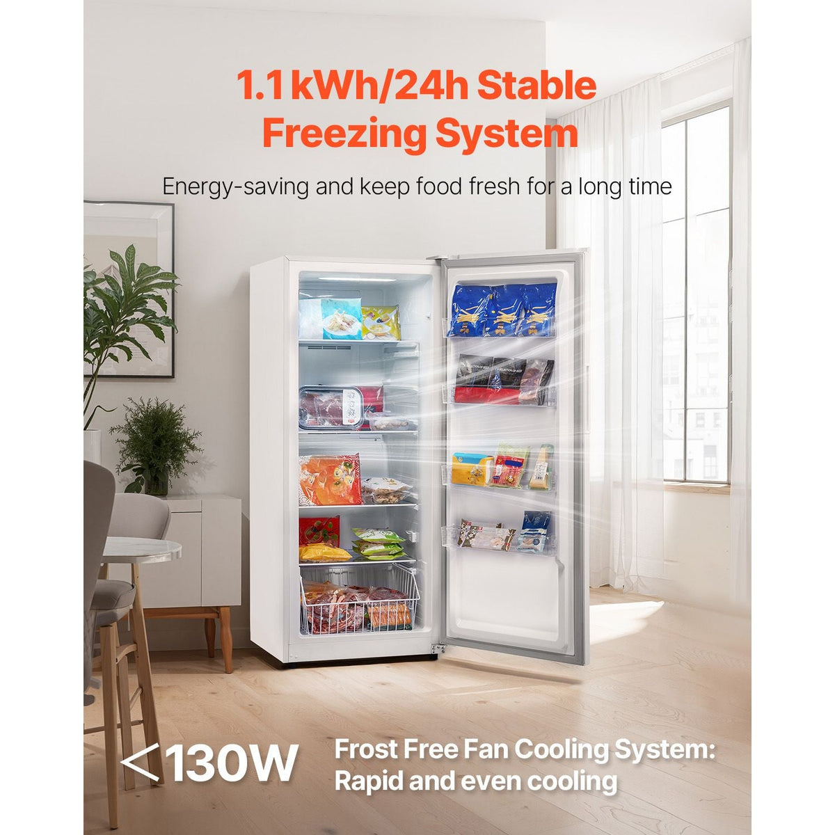 Convertible Freezer/Refrigerator, 17 Cu.Ft Frost Free Upright Freezer with Temp Control Panel, Door Open too Long Alarm, Adjustable Shelves and LED, Standing Fridge for Kitchen, Office, Garage