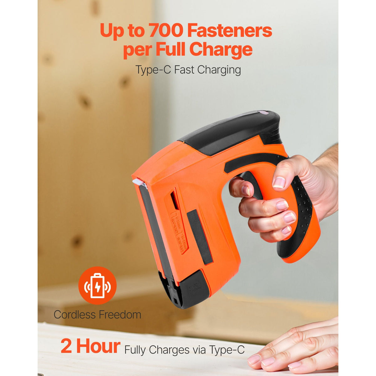 Cordless Brad Nailer, 2-in-1 Nail Gun Staple Gun, 18 Gauge 5/8 inch, Battery Powered, with 1000 Pcs Staples and 1000 Pcs Nails, Non-Slip Rubber Grip, for Woodworking, Carpentry and DIY Projects