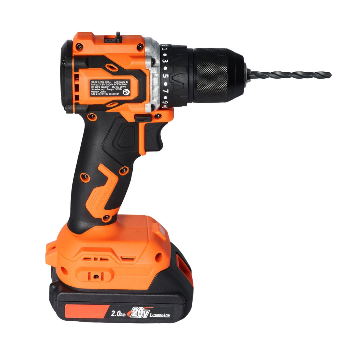 Cordless Drill Driver, 1/2 inch Metal Chuck, Brushless Motor, Dual-Speed Variable, Drill Driver Kit with Lithium Battery and Charger, Tool Box, for Wood and Metal Drilling, Screw Driving