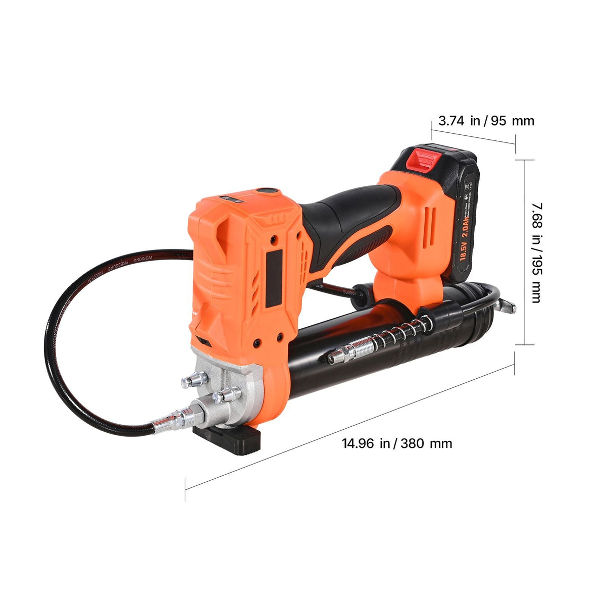 Cordless Grease Gun, 8000 PSI Max Pressure, 20V Electric Grease Gun with 2.0 Ah Battery & LED Light, 35.4-inch Long Hose & Carrying Case, Variable Speed Triggers, Vehicles or Machines Greasing
