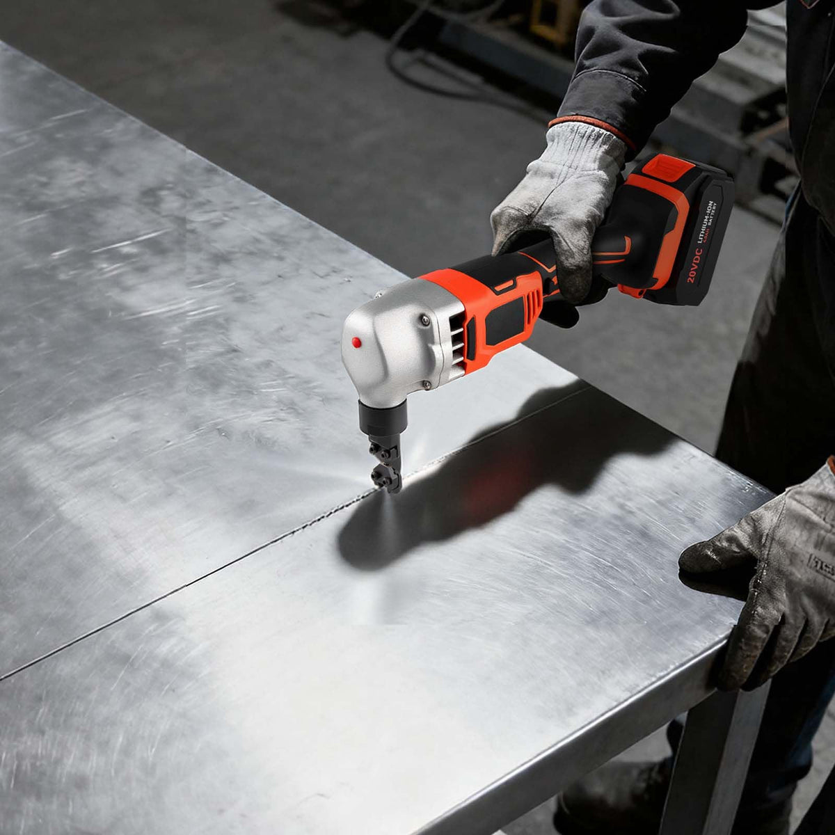 Cordless Metal Nibbler, with 18 V 4000 mAh Battery, 1200 RPM Brushless Motor, Electric Nibbler Metal Cutter with Plastic Carrying Case for Cutting Stainless Steel, Aluminum, and Copper Sheet