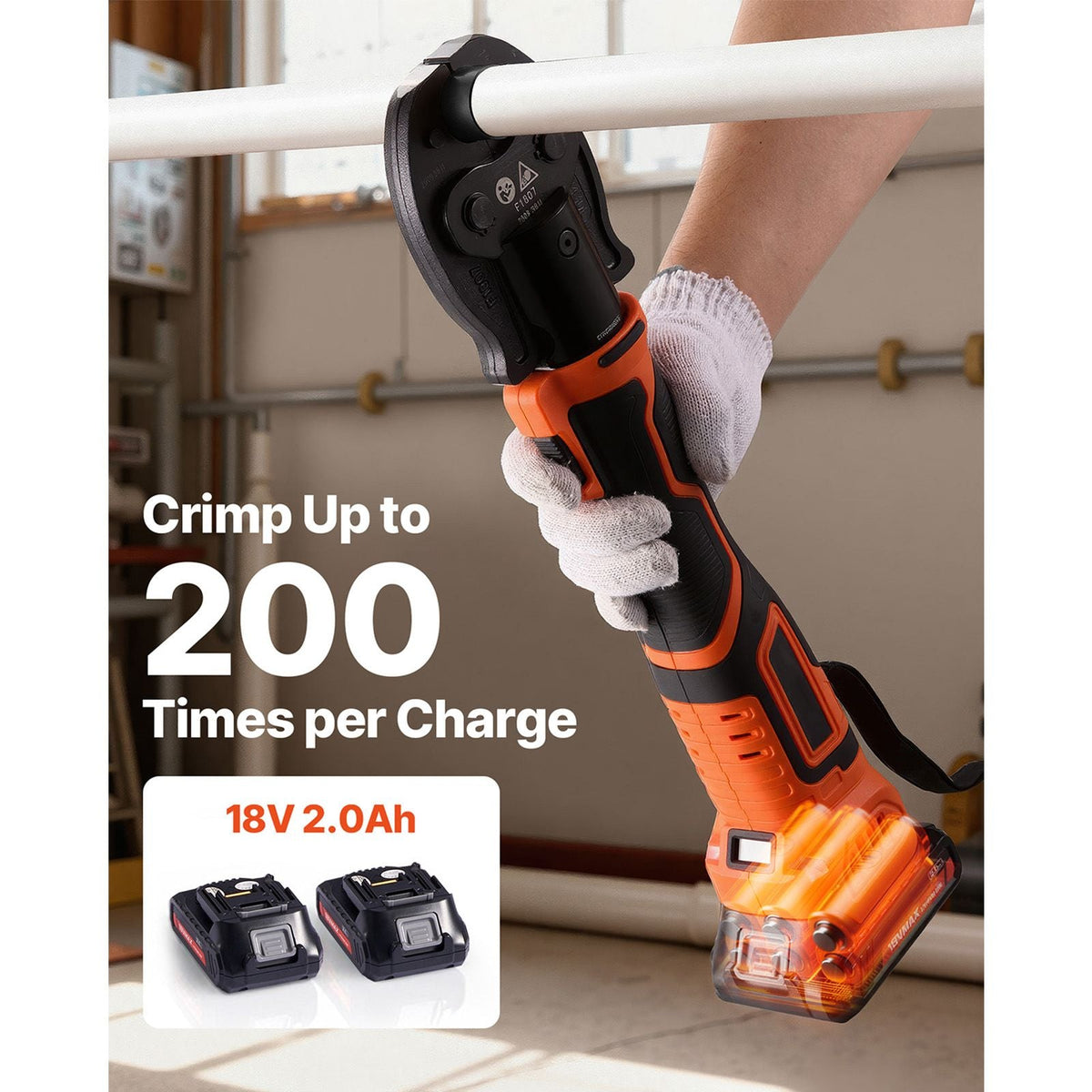 Cordless Mini Press Tool, 18V Electric Pipe Crimping Tool for 1/2", 3/4", 1" PEX Pipe Copper Rings, PEX Press Tool Kit with 2pcs Battery, Fast Charger & Carrying Case - Meet ASTM F1807 Standard