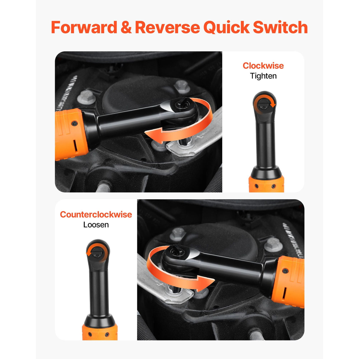 Cordless Ratchet Wrench, 3/8 inch Drive, 240 RPM, up to 33 ft-lbs of Torque, Extended Battery Powered Electric Ratchet Wrench Set with Two Batteries, Charger, Sockets, Adaptor and Extension Bar