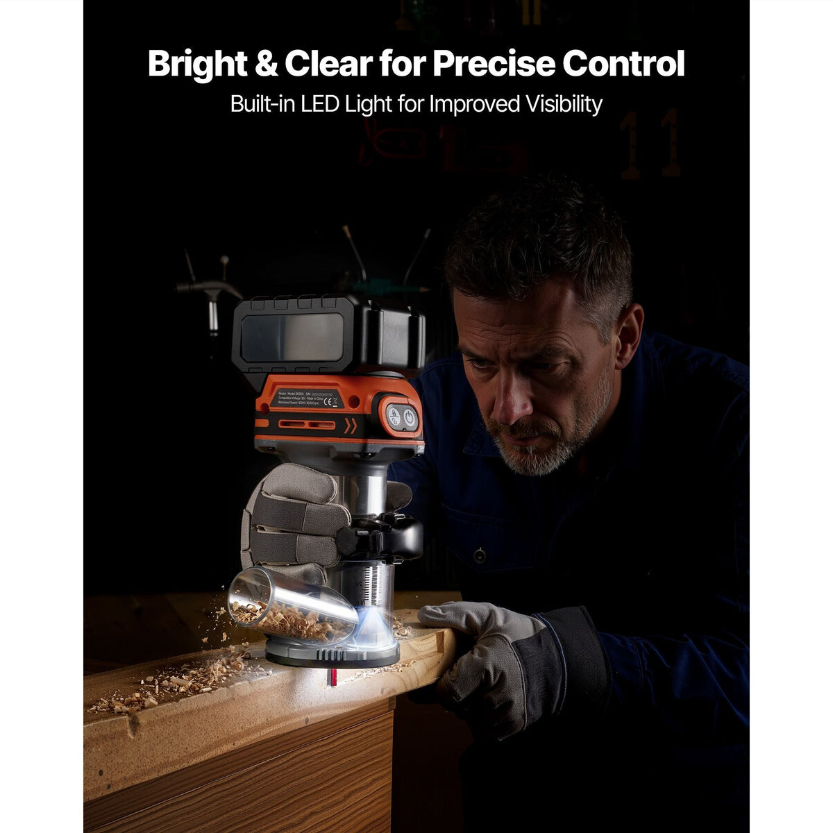 Cordless Wood Router, 18V Brushless, Compact Variable Speed Palm Router with Fixed Base, 1/4-Inch Collet, Edge Trimmer Tool for Woodworking, Compatible with Makita 18V Batteries (No Battery)