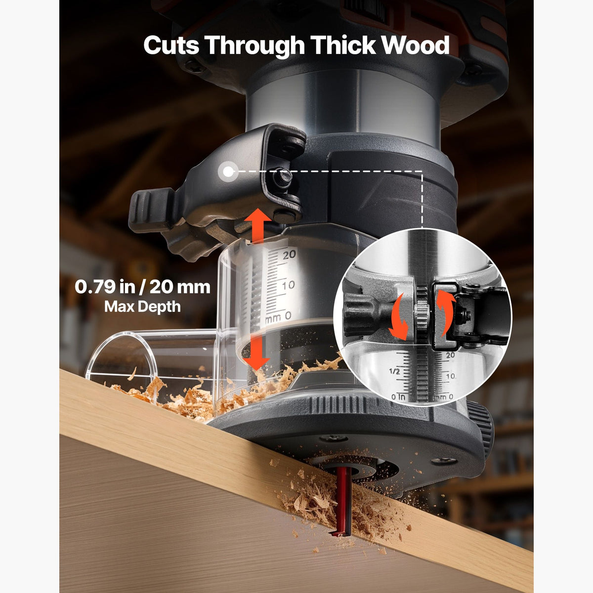 Cordless Wood Router, 18V Brushless, Compact Variable Speed Palm Router with Fixed Base, 1/4-Inch Collet, Edge Trimmer Tool for Woodworking, Compatible with Makita 18V Batteries (No Battery)
