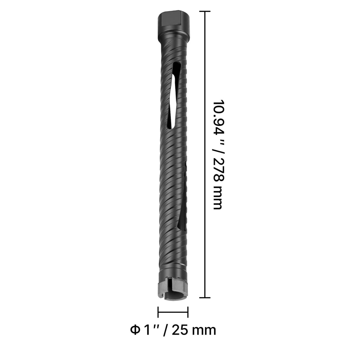Core Drill Bit, 1 inch Diameter, 9-1/2 inch Drilling Depth, 5/8-11 Internal Thread, Diamond Dry Coring Bit with 3 Adapters, Pilot Drill and Hex Wrench, for Concrete, Red Bricks, and Masonry