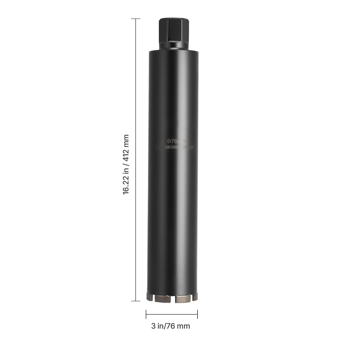 Core Drill Bit, 3 inch Diameter, 14 inch Drilling Depth, 1-1/4 in-7 Internal Thread, High-Precision Welding Technology, Wet Diamond Core Bit for Reinforced Concrete, Red Bricks, and Masonry