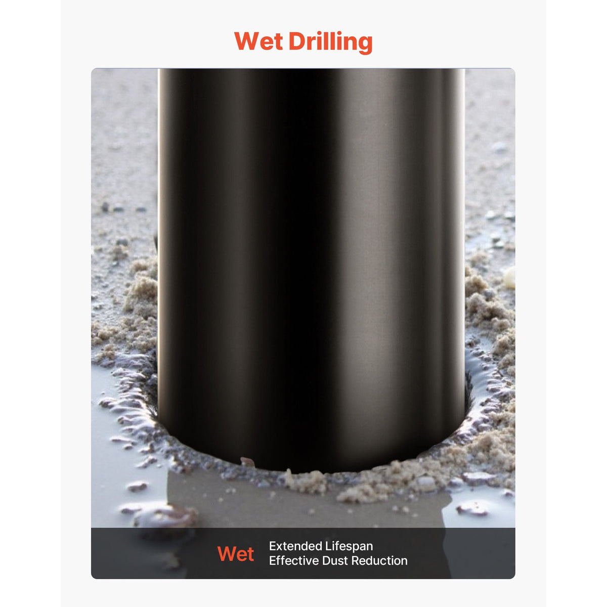 Core Drill Bit, 5 inch Diameter, 14 inch Drilling Depth, 1-1/4 in-7 Internal Thread, High-Precision Welding Technology, Wet Diamond Core Bit for Reinforced Concrete, Red Bricks, and Masonry