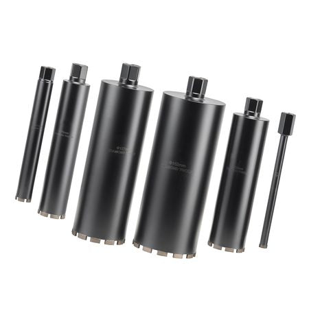Core Drill Bit, 6 Pieces, 1/2/3/4/5/6 inch Diameter, 14 inch Drilling Depth, 1-1/4 in-7 Internal Thread, High-Precision Welding, Wet Diamond Core Bit for Reinforced Concrete, Bricks, and Masonry