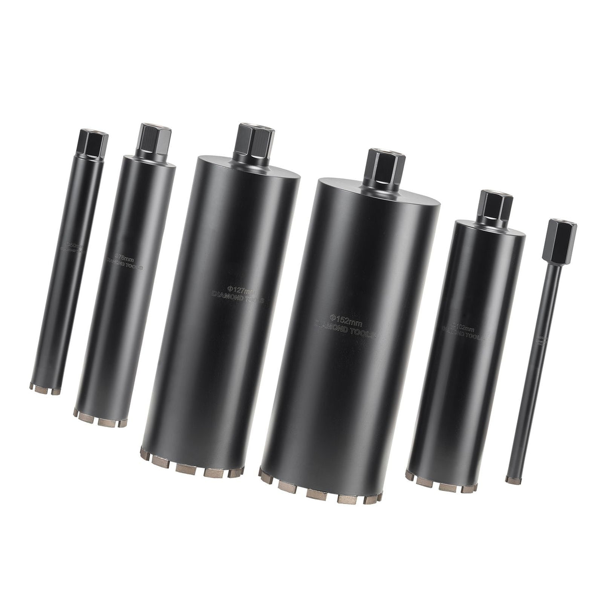 Core Drill Bit, 6 Pieces, 1/2/3/4/5/6 inch Diameter, 14 inch Drilling Depth, 1-1/4 in-7 Internal Thread, High-Precision Welding, Wet Diamond Core Bit for Reinforced Concrete, Bricks, and Masonry