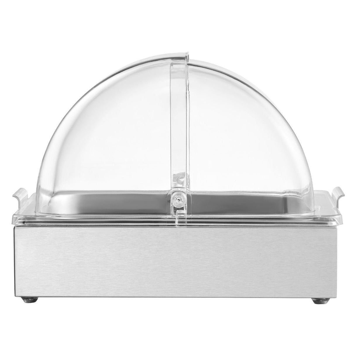 Countertop Food Serving Display Container, 1 x 1/2 Pan Stainless Steel Food Serving Tray, Buffet Condiment Dispenser Display Rack with Clear Lid & Ice Tray, for Restaurant Hotel Kitchen Party