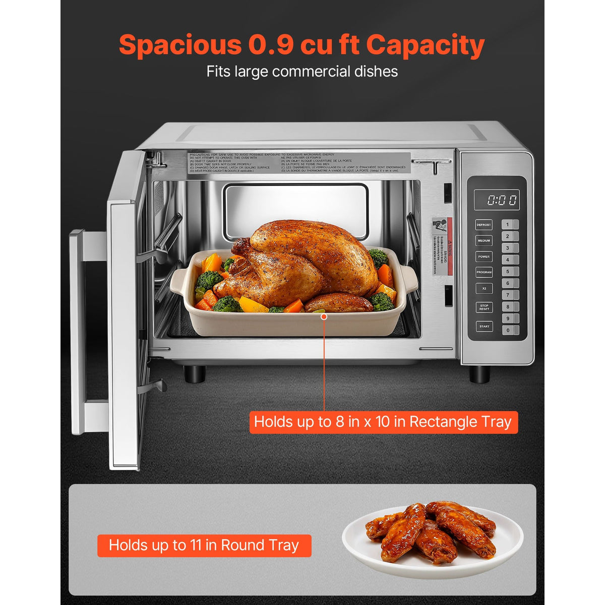 Countertop Microwave Oven, 0.9 Cu Ft, 1000W Digital Stainless Steel Microwave Oven with Touchscreen, 10 Cooking Presets, 5 Power Levels, Multi-Lock Door & Easy Clean Interior for Commercial Use