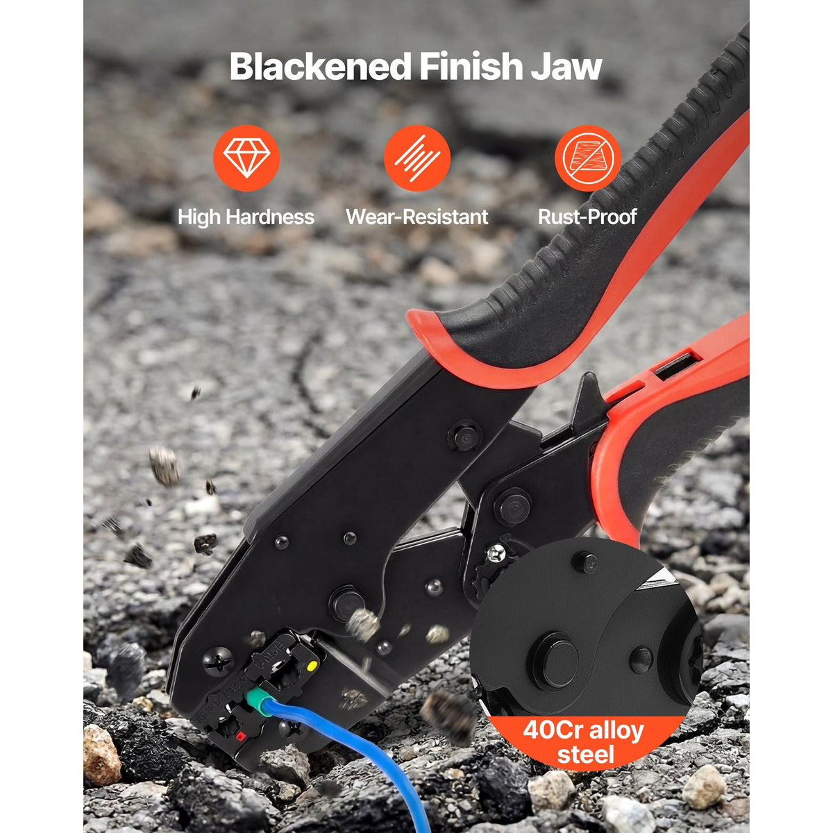 Crimping Tool, 22-10 AWG Ratcheting Wire Crimper Tool, Labor-Saving Electrical Terminal Crimp Pliers with Clear Metric & AWG Markings, Quick Release, Adjustable Force for Multiple Terminals