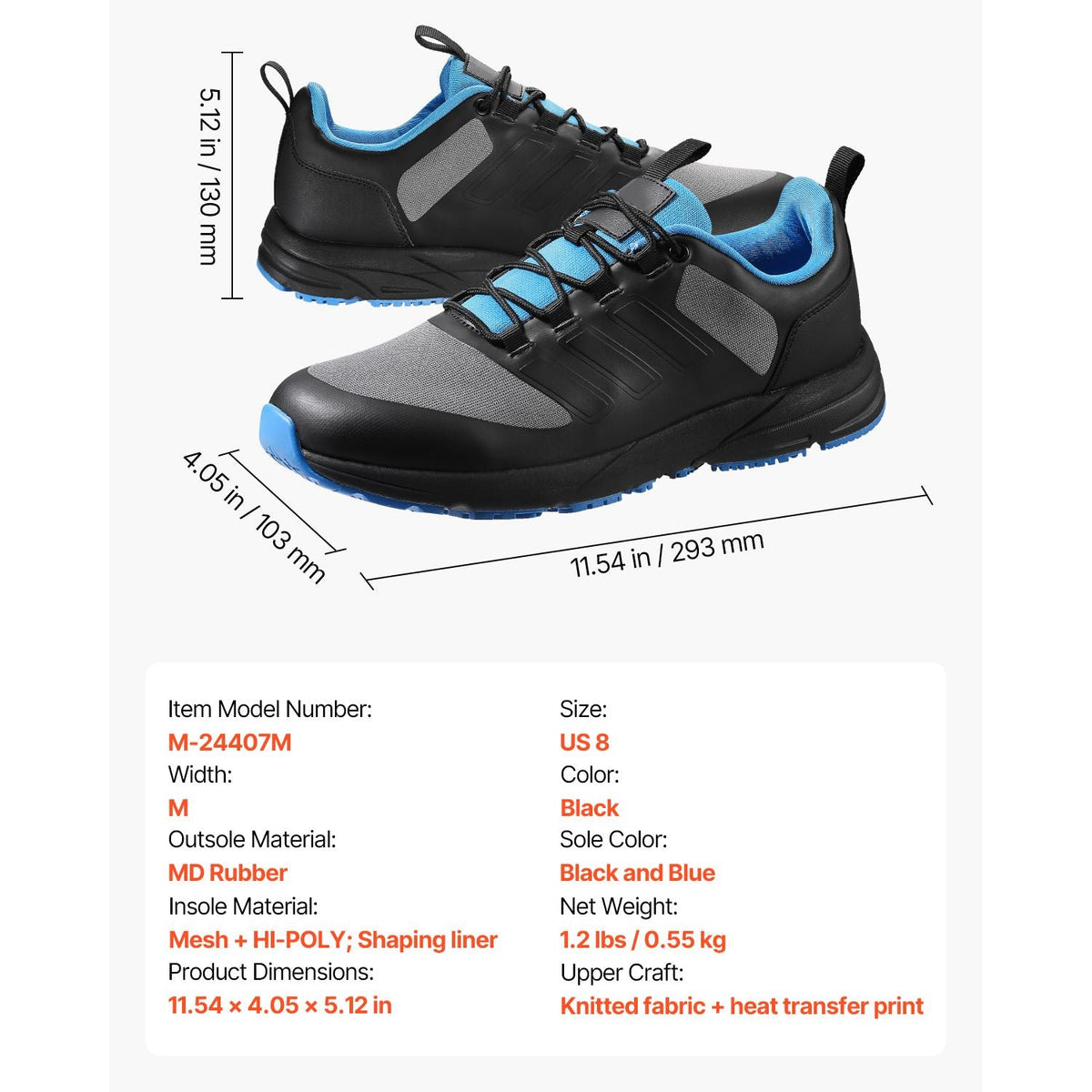 Cross Training Shoes, M Width Sneakers US Size 8, Wide Toe Box Shoes with Arch Support & Adjustable Lace-up, Training Shoes for Running, Gymnastics, Dog Walking, and Weightlifting (Black)