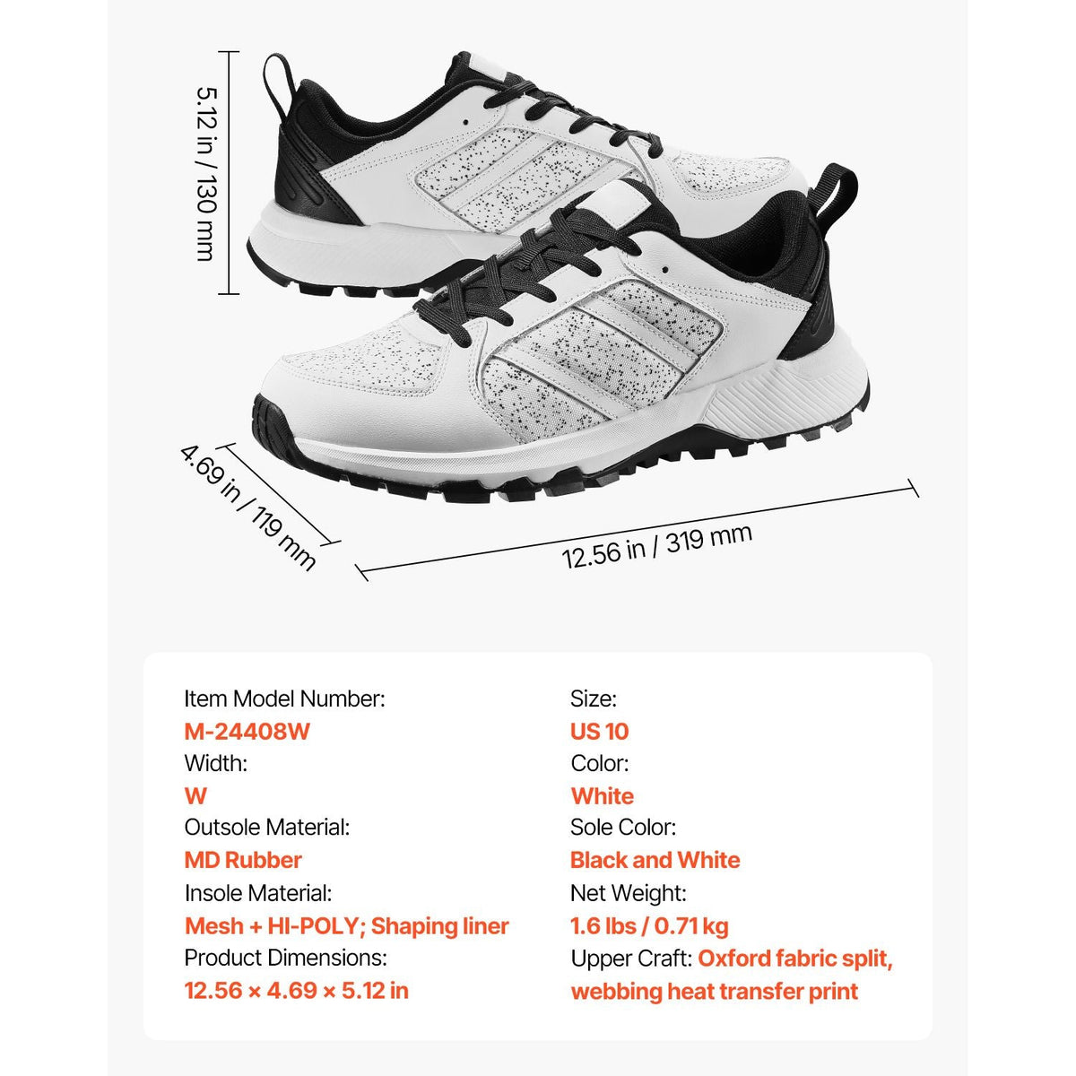 Cross Training Shoes, W Width Sneakers US Size 10, Wide Toe Box Shoes with Arch Support & Adjustable Lace-up, Training Shoes for Running, Gymnastics, Dog Walking, and Weightlifting (White)