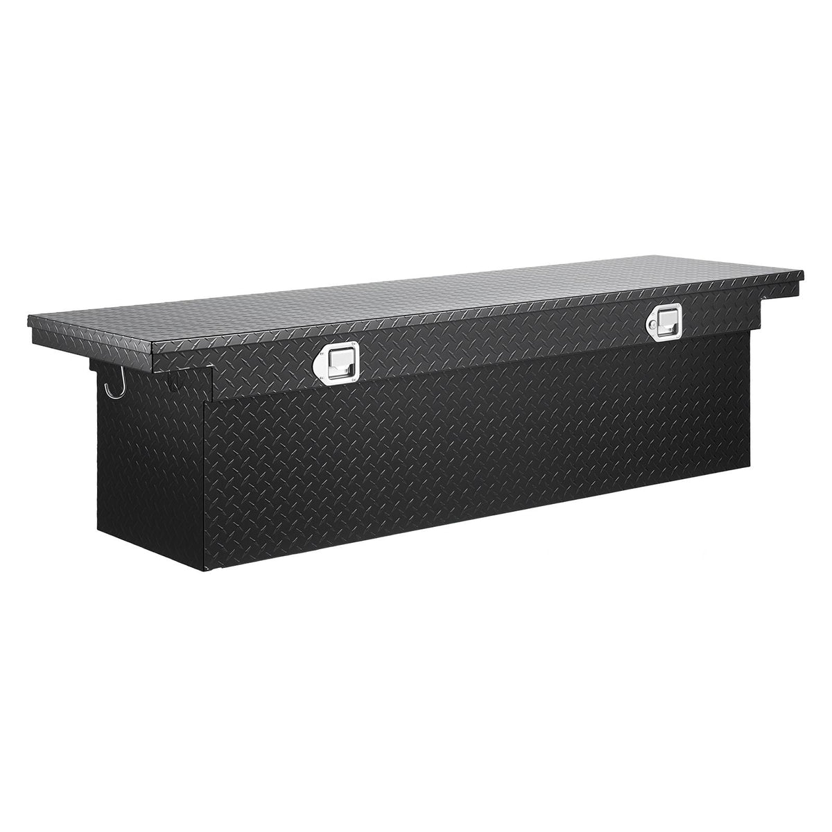 Crossover Truck Tool Box, 69x20x18 In, Heavy Duty Aluminum Toolbox with Diamond Texture, Pick Up Truck Bed RV Trailer Toolbox, Waterproof Storage Organizer with Lock, Keys, Side Handles, Black