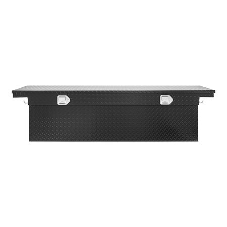 Crossover Truck Tool Box, 71x27x18 In, Heavy Duty Aluminum Toolbox with Diamond Texture, Pick Up Truck Bed RV Trailer Toolbox, Waterproof Storage Organizer with Lock, Keys, Side Handles, Black