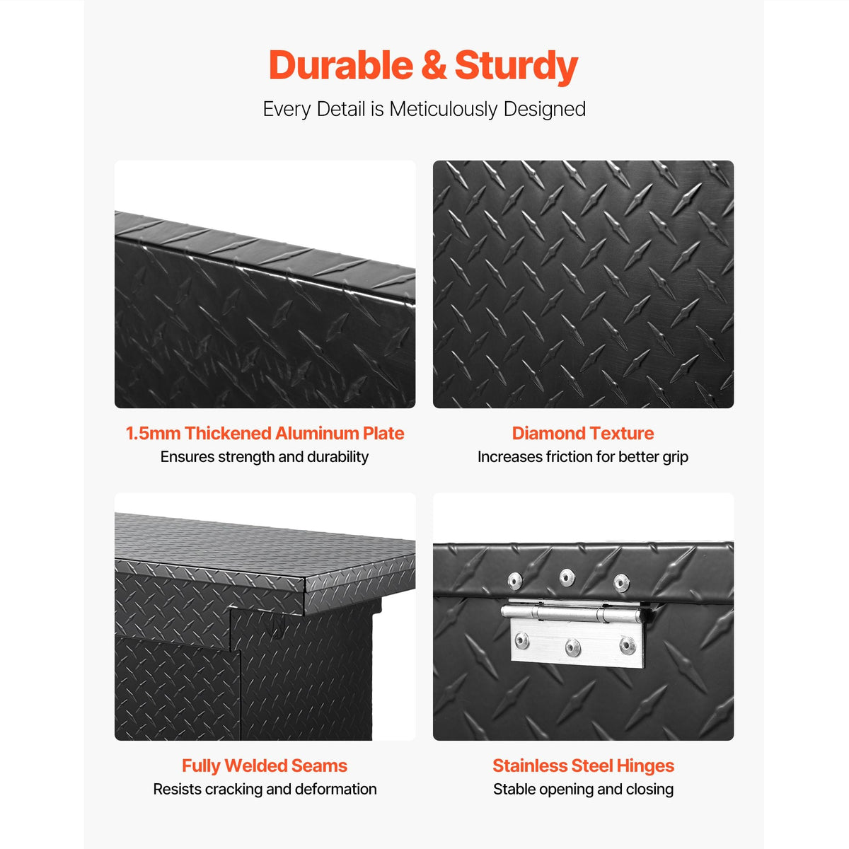 Crossover Truck Tool Box, 71x27x18 In, Heavy Duty Aluminum Toolbox with Diamond Texture, Pick Up Truck Bed RV Trailer Toolbox, Waterproof Storage Organizer with Lock, Keys, Side Handles, Black