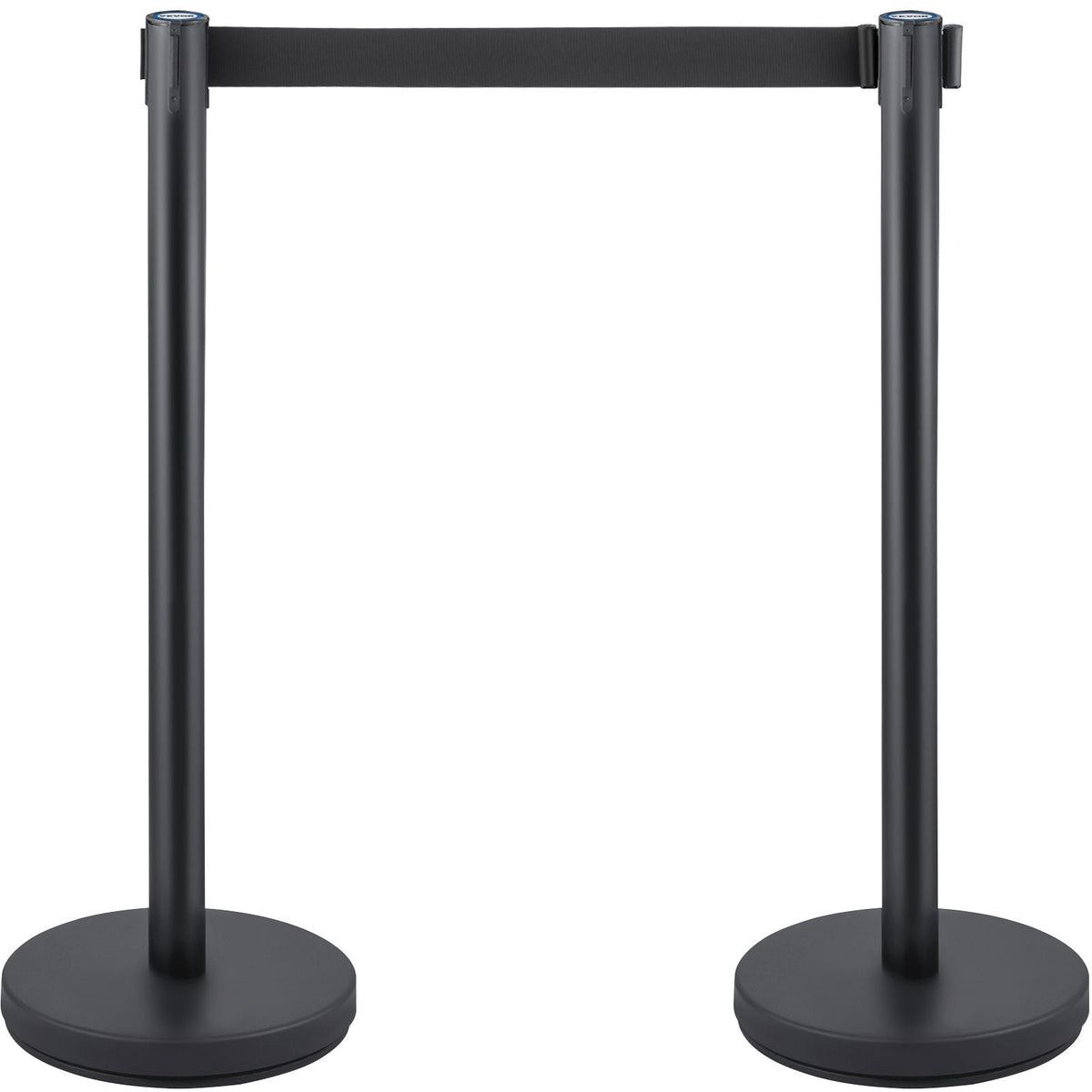 Crowd Control Stanchion, Set of 8 Pieces Stanchion Set, Stanchion Set with 6.6 ft/2 m Black Retractable Belt, Black Crowd Control Barrier with Concrete and Metal Base – Easy Connect Assembly