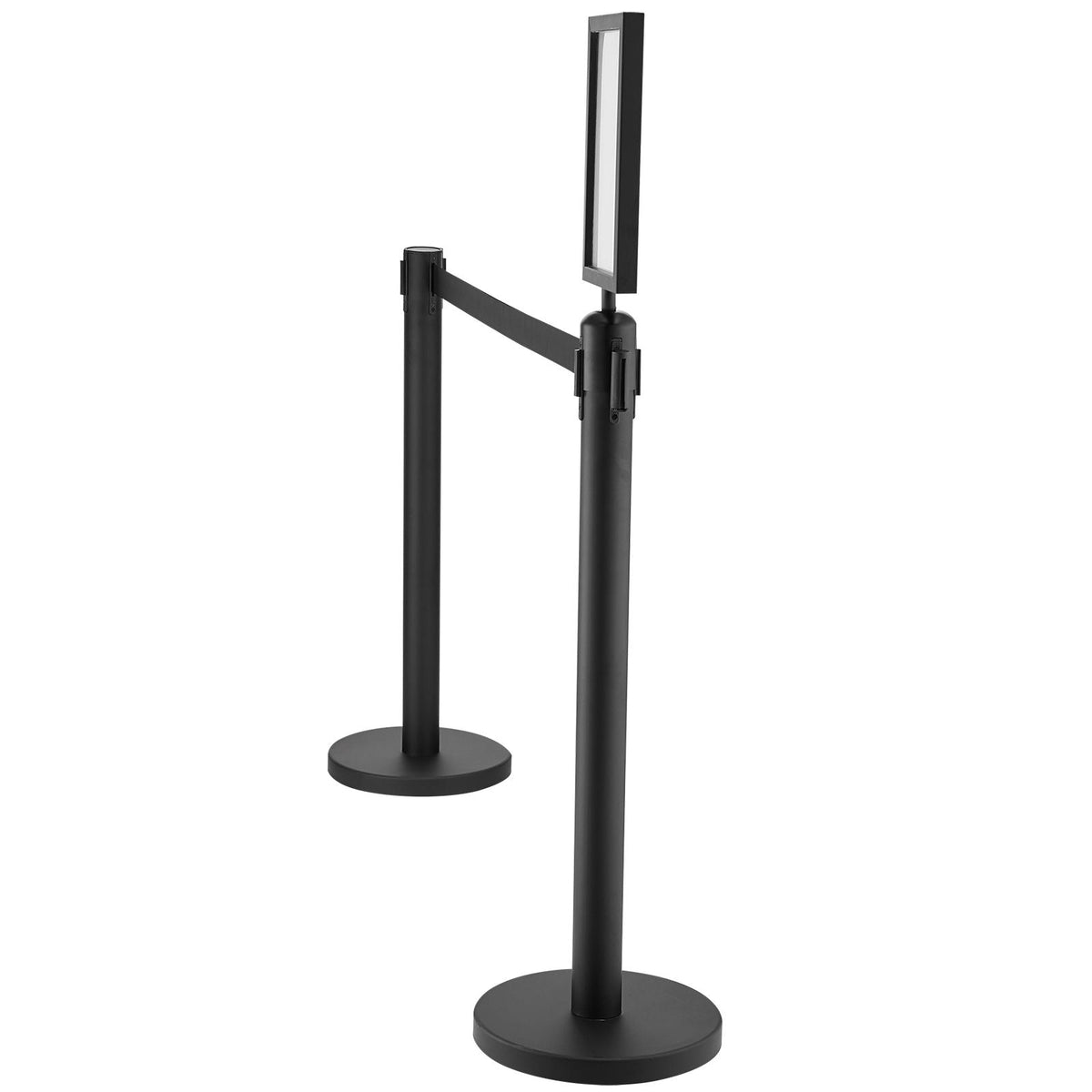 Crowd Control Stanchions, 6-Pack Crowd Control Barriers, Carbon Steel Baking Painted Stanchion Queue Post with Sign Holder & 3PCS 6.5FT Retractable Belt, Belt Barrier Line Divider, Easy Assembly